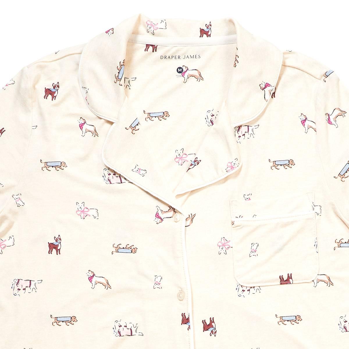 Womens Draper James Bamboo Jersey Dogs Notch Collar Pajama Set