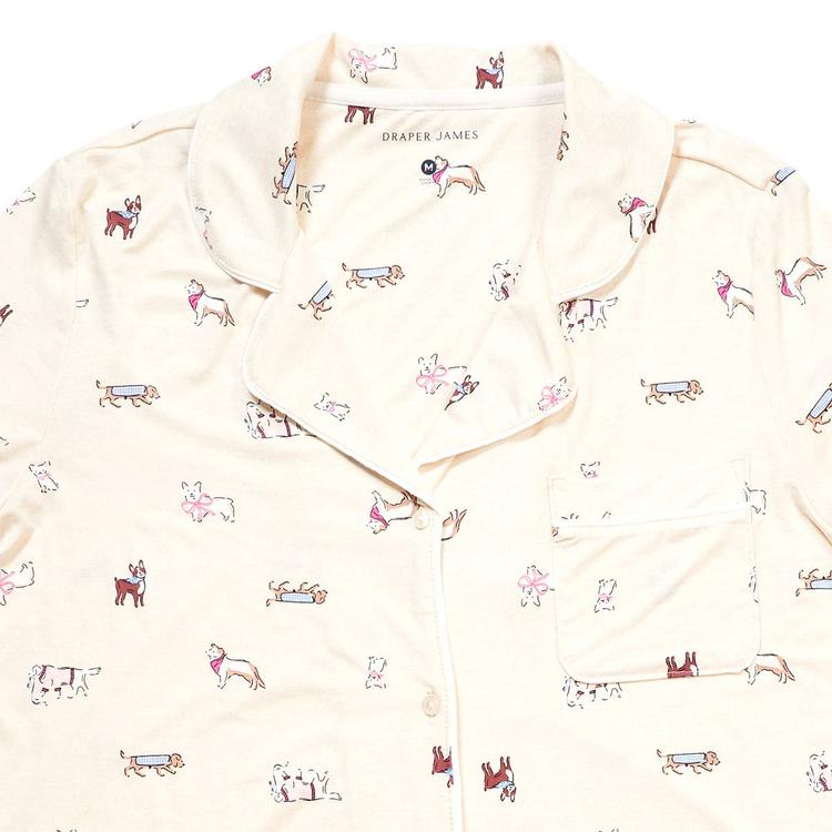 Womens Draper James Bamboo Jersey Dogs Notch Collar Pajama Set