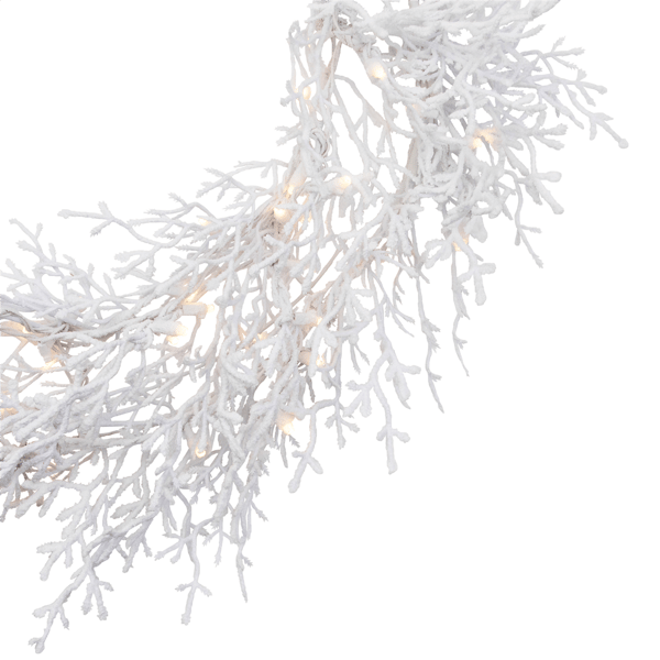 Northlight Pre-Lit LED Warm White Flocked Twig Christmas Wreath
