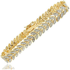 Accents Gold Plated Diamond Accent Leaf Bracelet