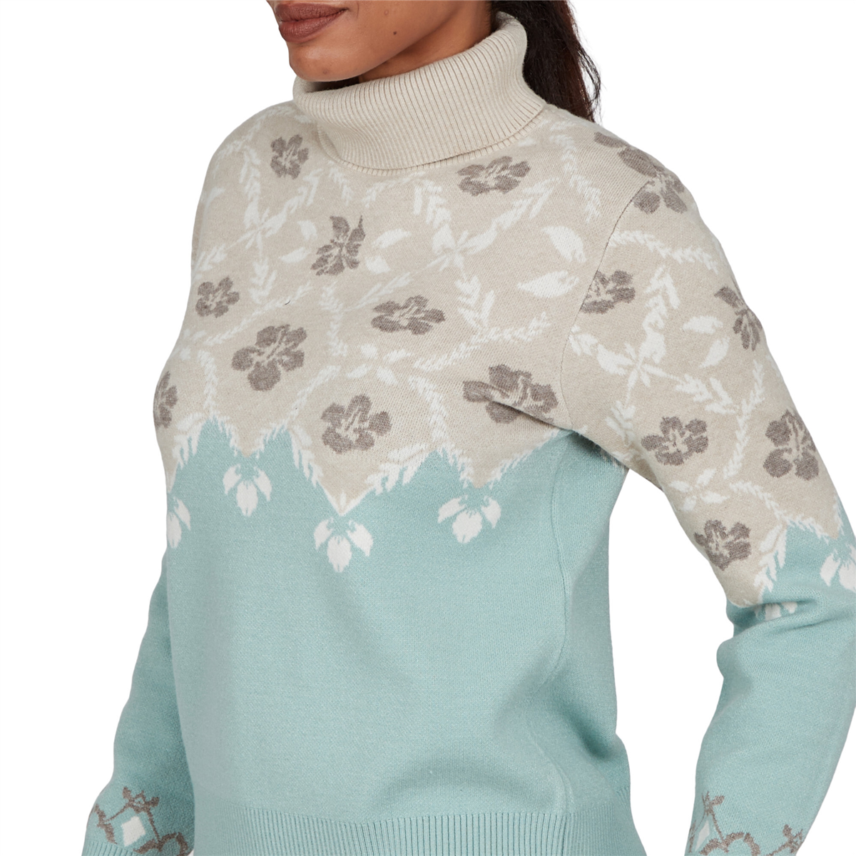 Petite Ruby Rd. Mythical Floral Fair Isle Turtleneck Sweater