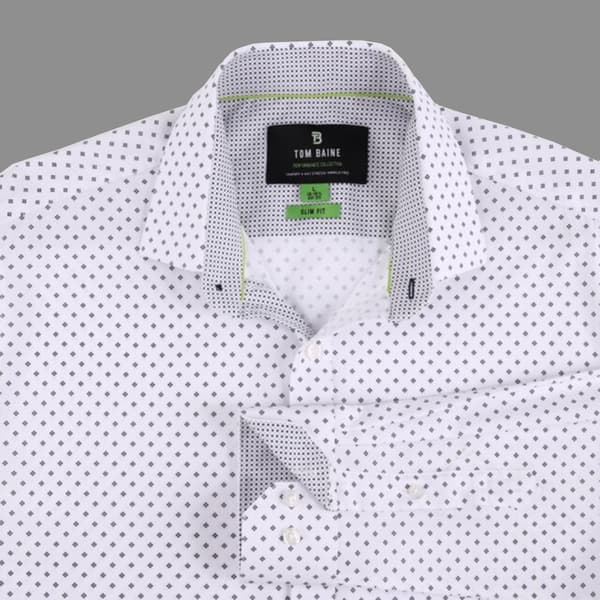 Mens Tom Baine Slim Fit Performance Diamond Dress Shirt - White