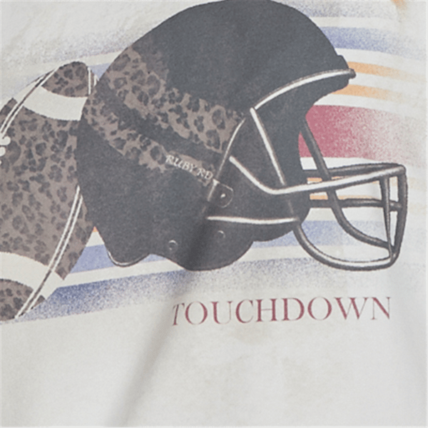 Womens Ruby Rd. Game of Luxe Football Graphic Terry Sweatshirt