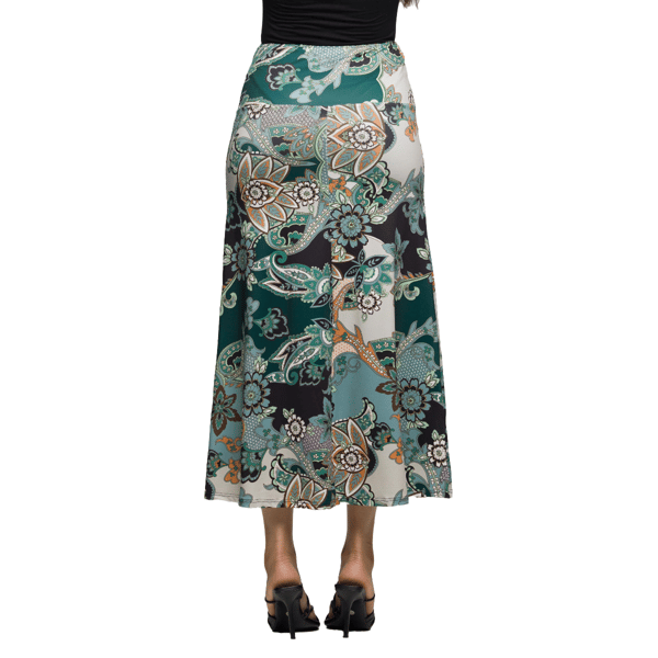 Womens 24/7 Comfort Apparel Green Paisley Maxi Skirt