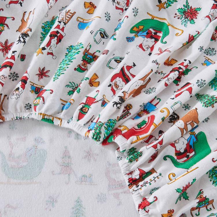 Freshfolds Cotton Santa Joy Holiday 4pc. Flannel Sheet Set