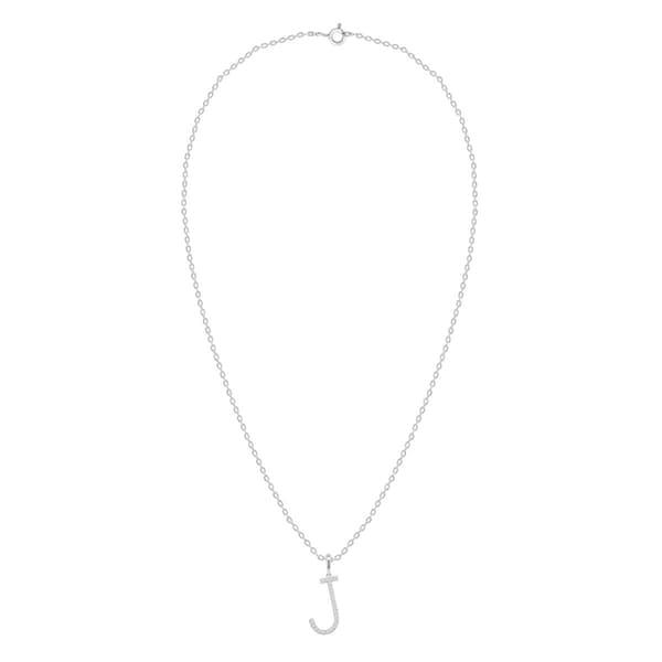 Nova Star® Sterling Silver Lab-Grown Diamond Initial J Pendant