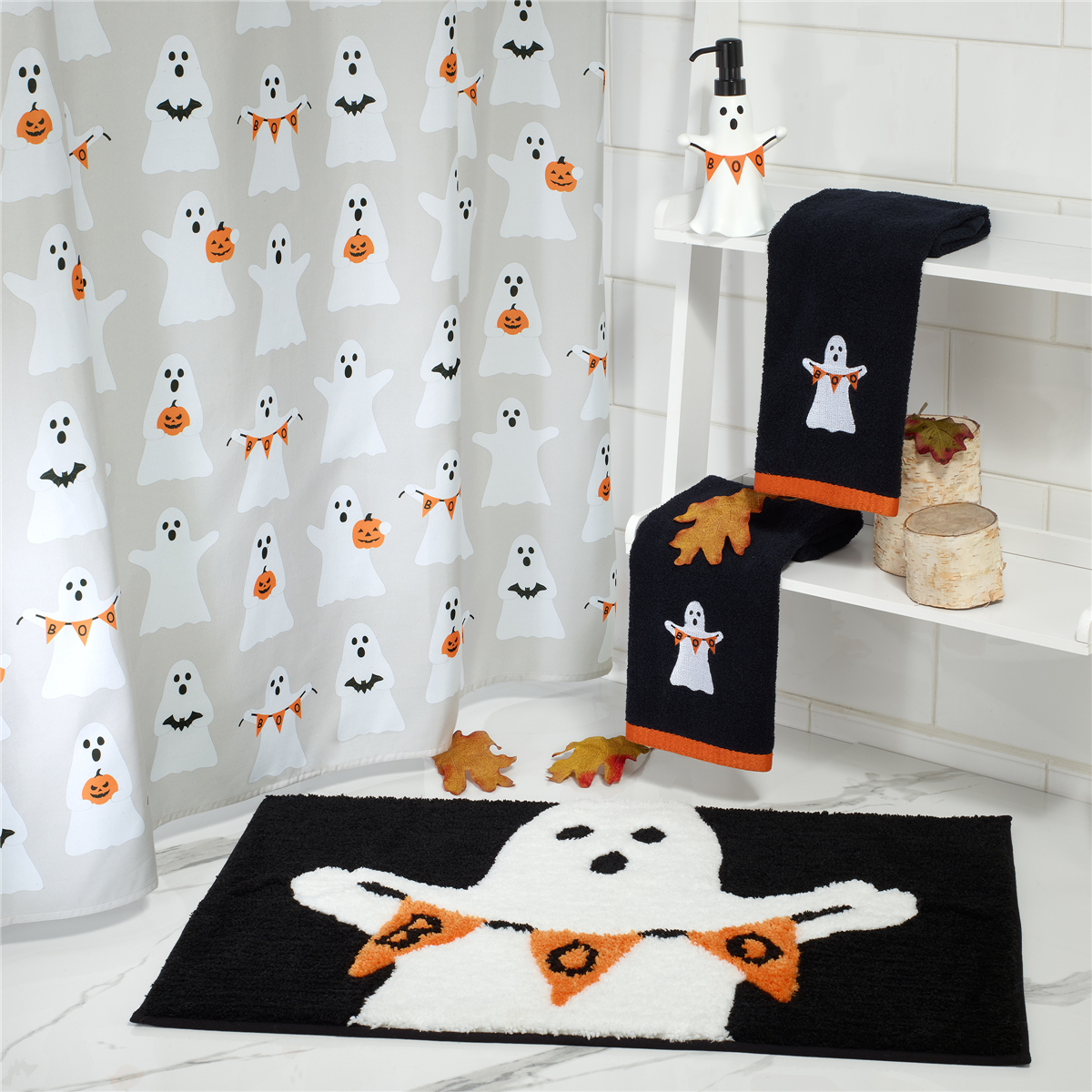 Avanti Ghost Boo Halloween 2pk. Embroidered Hand Towels