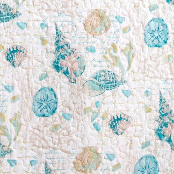 FreshFolds 3pc. Coral Themed Seaside Bedspread Quilt Set