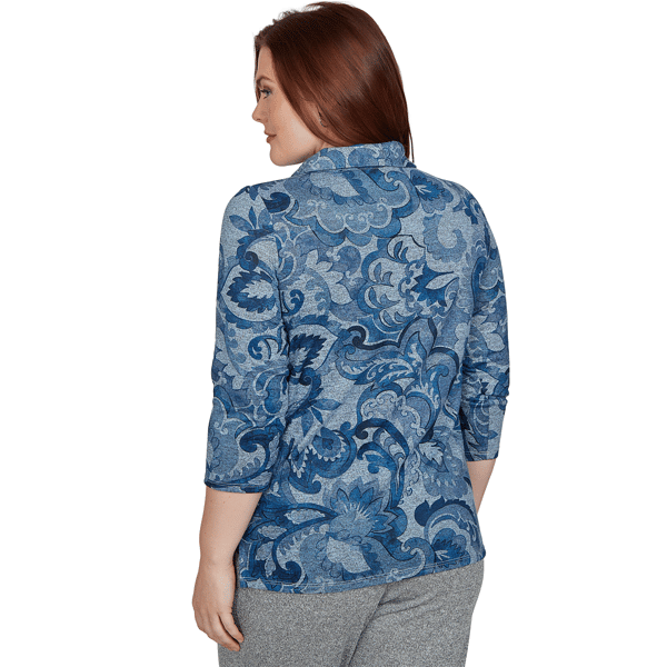 Womens Alfred Dunner Classics Paisley Scroll Cowl Neck Sweater