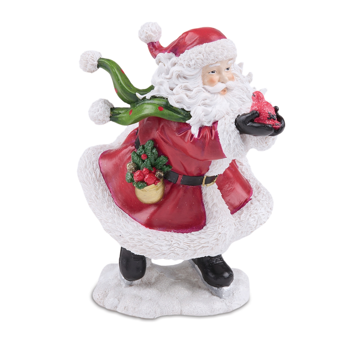 Melrose Windy Santa with Cardinal Bird Figurine - Set of 2
