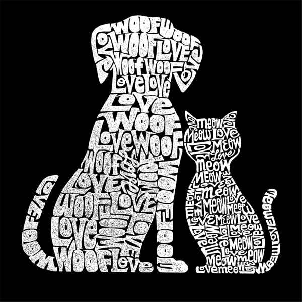 Plus Size LA Pop Art Dogs And Cats Word Art Crew Neck Sweatshirt