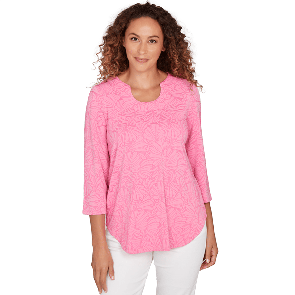 Petite Ruby Rd. California Dreaming Horseshoe Neck Solid Floral - image 