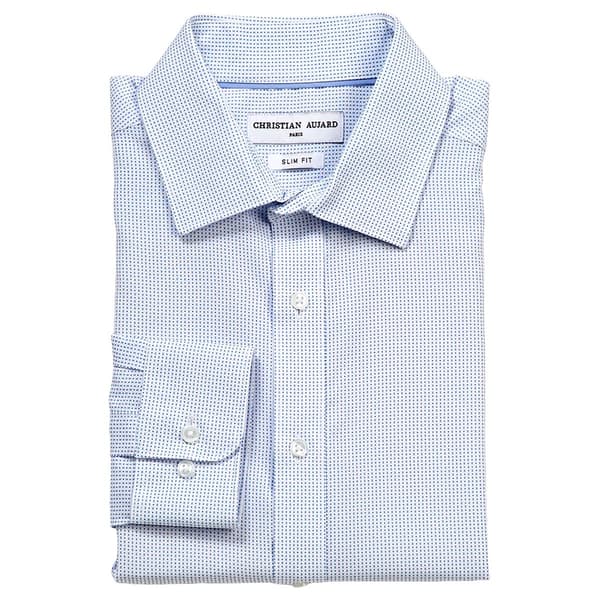 Mens Christian Aujard Slim Fit Stretch Dress Shirt - Blue Dot - image 