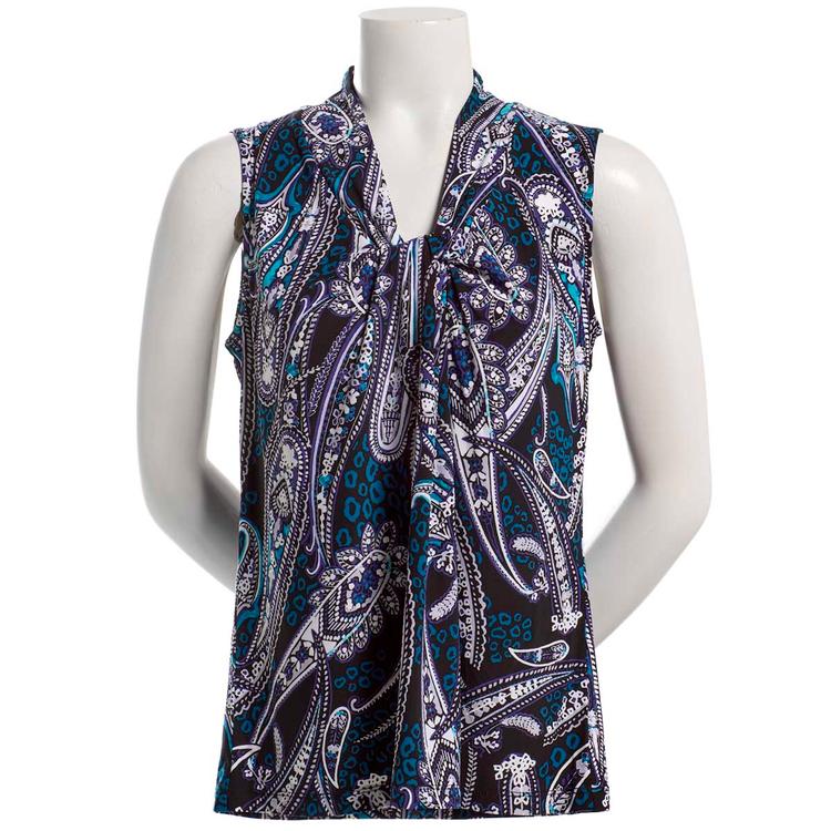 Petite Kasper Sleeveless Paisley Blouse