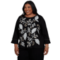 Plus Size Alfred Dunner Travel Advisory Leaf Embroidery Blouse - image 3