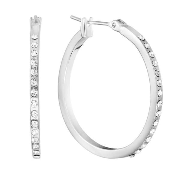 Athra 32mm Fine Silver Plated Crystal Click-Top Hoop Earrings