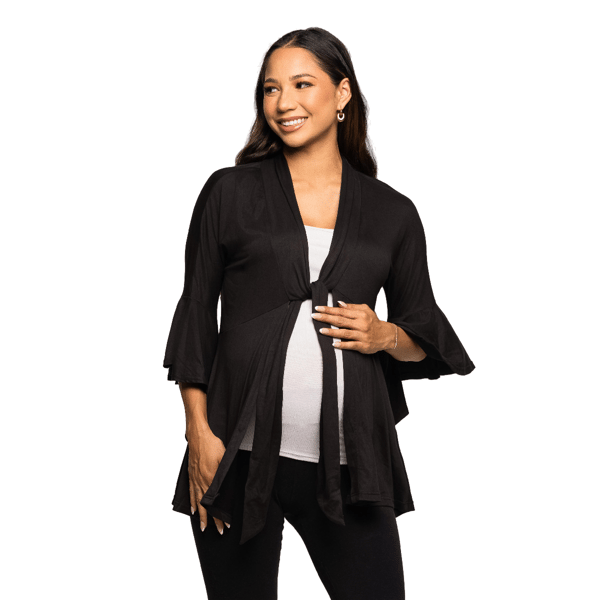 Womens 24/7 Comfort Apparel Tie Front Maternity Cardigan