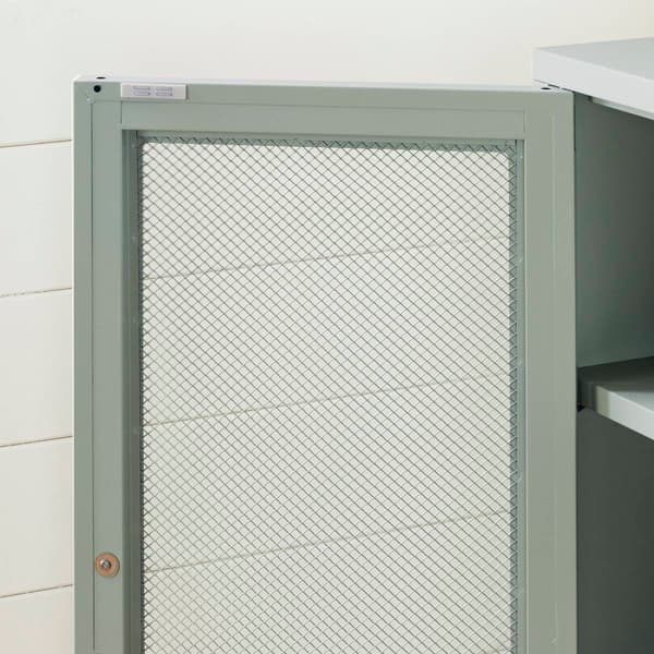 South Shore Crea Sage Green Metal Mesh 2-Door Accent Cabinet