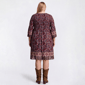 Plus Size Emma & Michele 3/4 Sleeve Paisley Pleat A-Line Dress - image 1