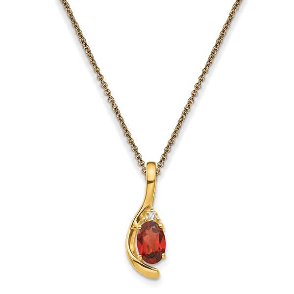 Gemstone Classics&#40;tm&#41; 14kt. Yellow Gold Red Garnet Diamond Pendant - image 