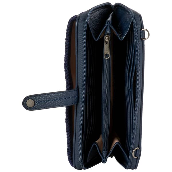 Womens The Sak Large Smartphone Suede Crossbody Wallet- Indigo