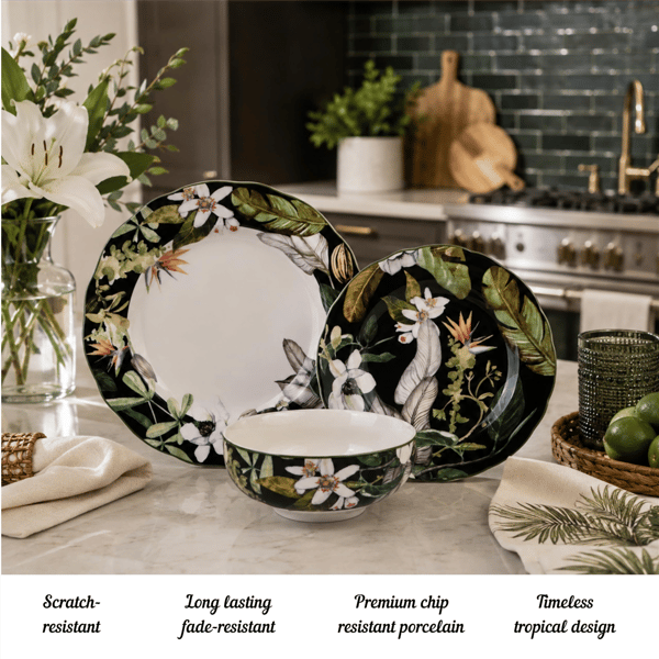 Borneo Black 12pc. Dinnerware Set