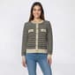 Womens Adrianna Papell Pointelle Stripe Button Front Sweater - image 1