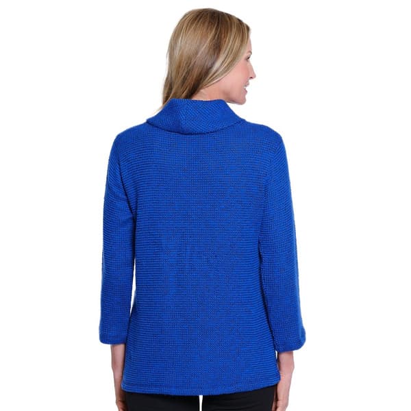 Womens Multiples 3/4 Sleeve Cowl Neck Faux Button Front Sweater