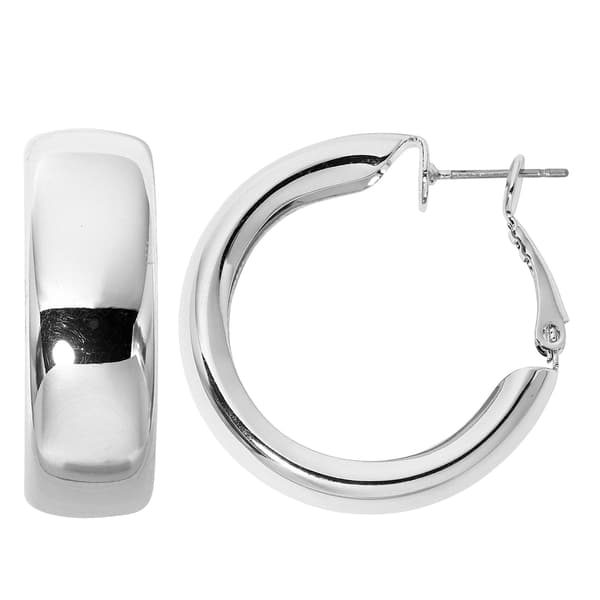 Design Collection Silver Plated Wide Tube Hoop Earrings - image 