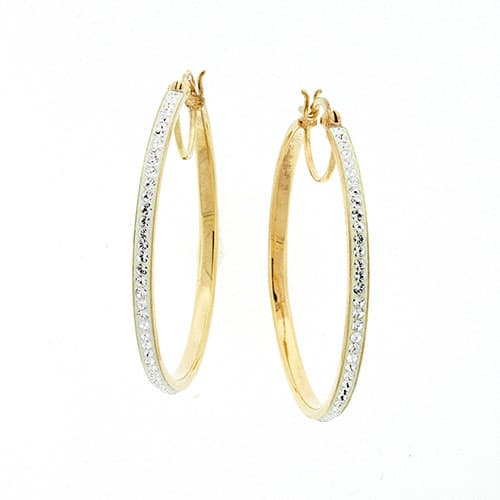 Candela Gold Over Sterling Silver 40mm Crystal Hoops