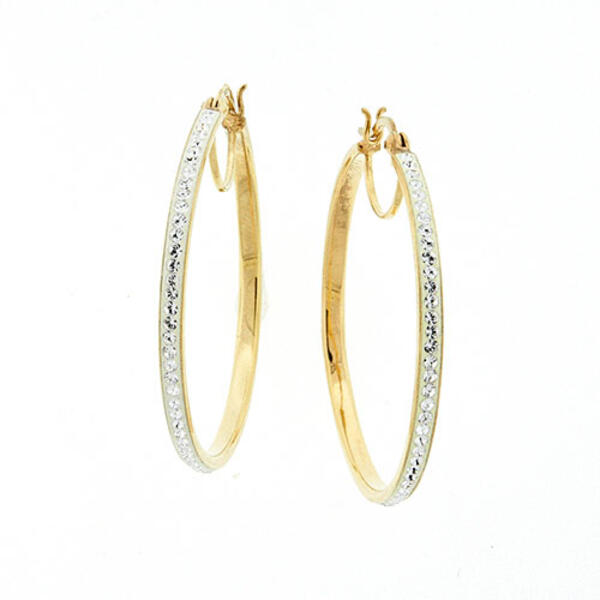 Candela Gold Over Sterling Silver 40mm Crystal Hoops - image 