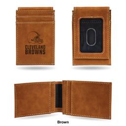 Mens NFL Cleveland Browns Faux Leather Front Pocket Wallet