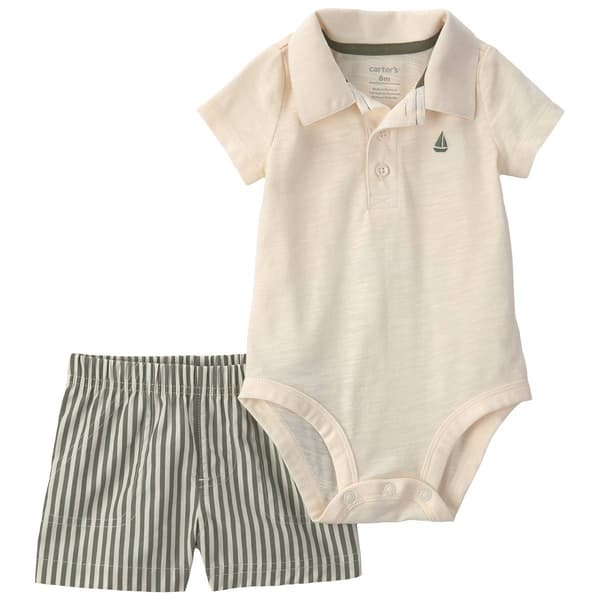 Baby Boy (3-24M) Carter''s(R) Sailboat Polo Bodysuit & Shorts Set