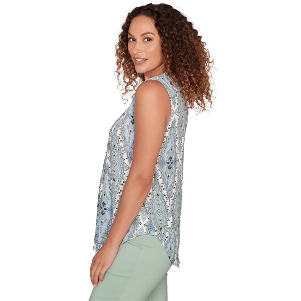 Womens Emaline Seabreeze Essence Sleeveless Paisley Blouse