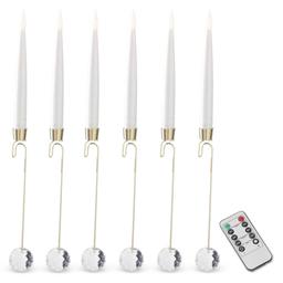 K&K Interiors Glass Hanging Pendant LED Candle Ornament- Set of 6