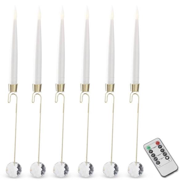 K&K Interiors Glass Hanging Pendant LED Candle Ornament- Set of 6 - image 