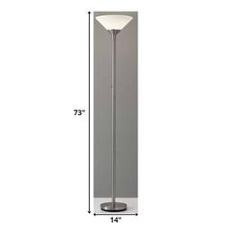 HomeRoots 73in. Silver Torchiere Floor Lamp With Cone Shade