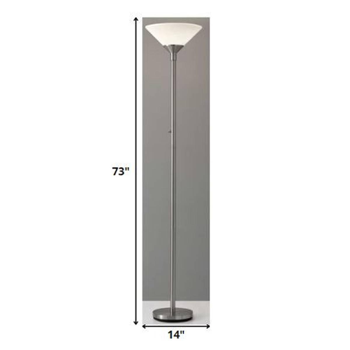 HomeRoots 73in. Silver Torchiere Floor Lamp With Cone Shade