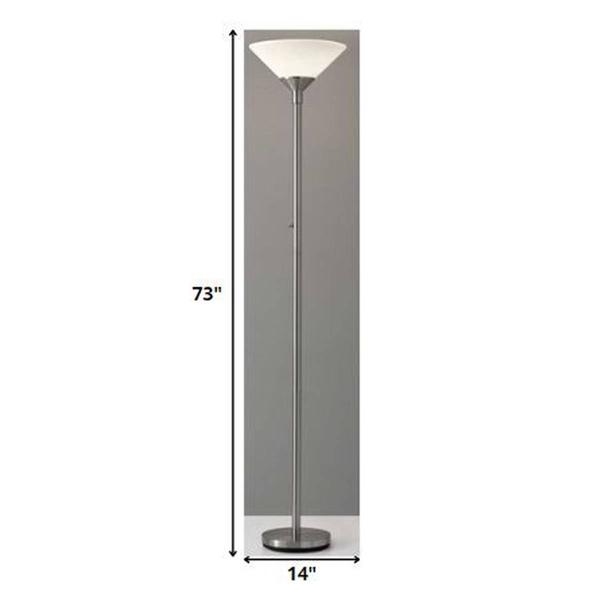 HomeRoots 73in. Silver Torchiere Floor Lamp With Cone Shade