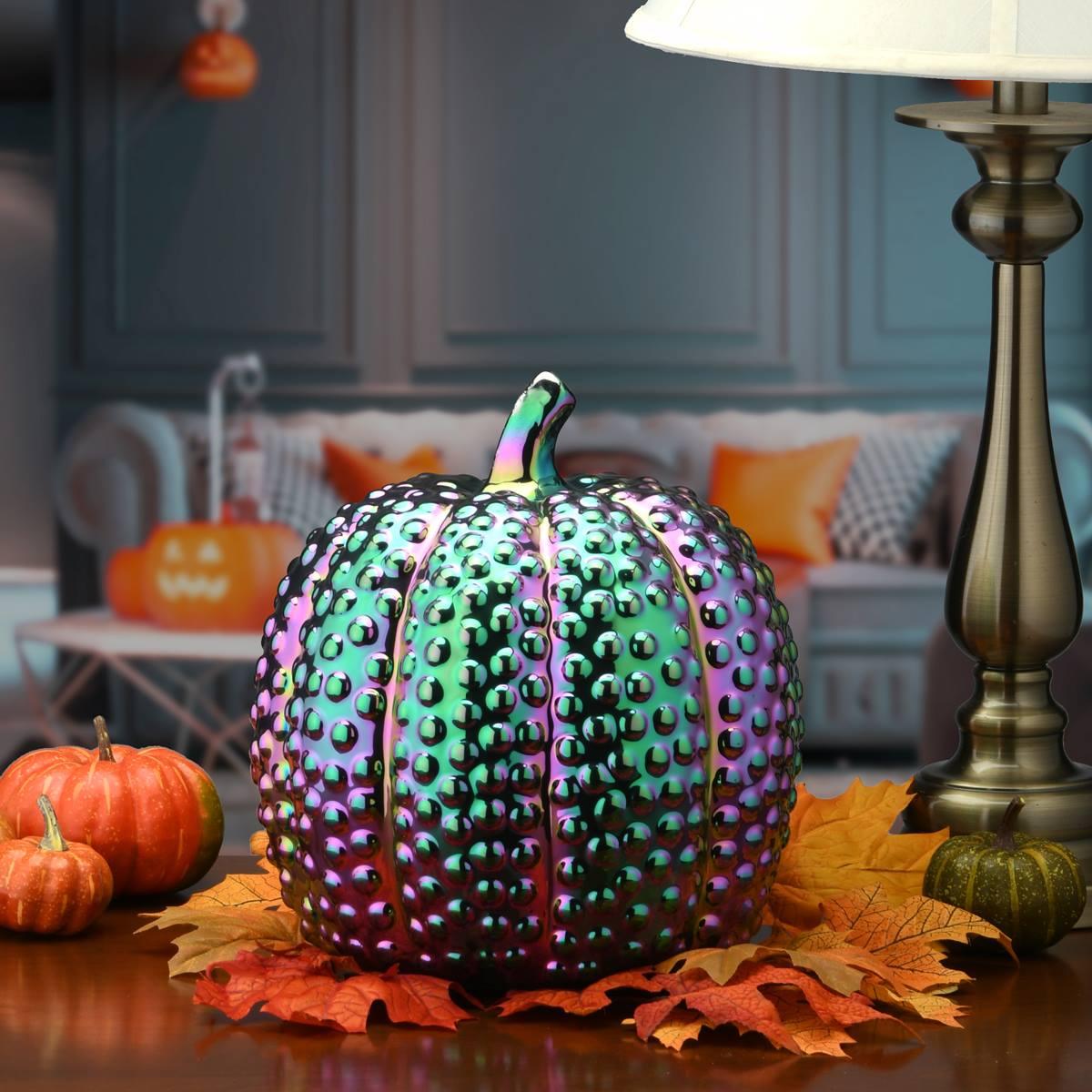 National Tree 10in. Iridescent Pumpkin Décor