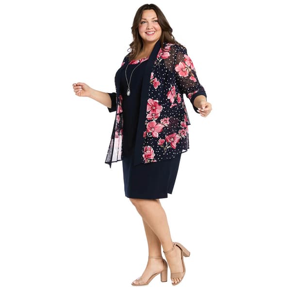 Plus Size R&M Richards Floral Print Jacket Dress - image 