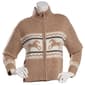 Juniors No Comment Mossy Jacquard Mockneck Zip Front Cardigan-Oat - image 1