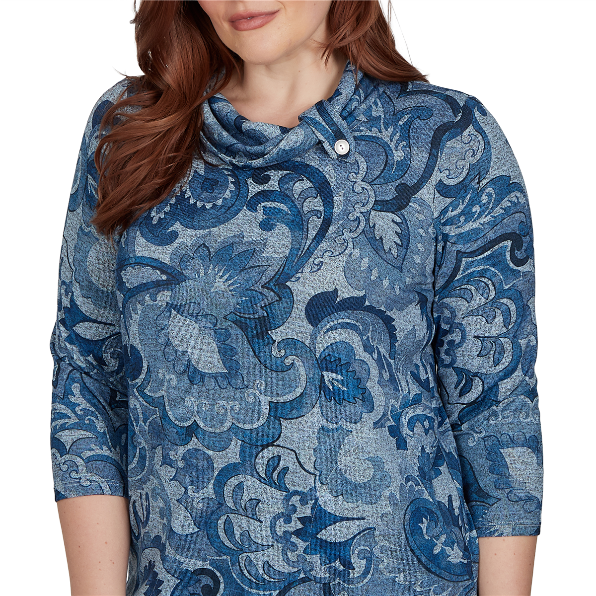 Womens Alfred Dunner Classics Paisley Scroll Cowl Neck Sweater