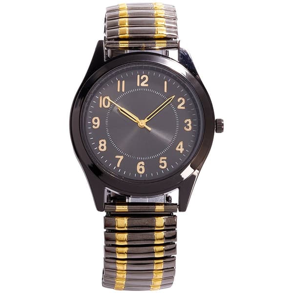 Mens Black & Gold-Tone Expandable Band Watch - 50536B-07-G36