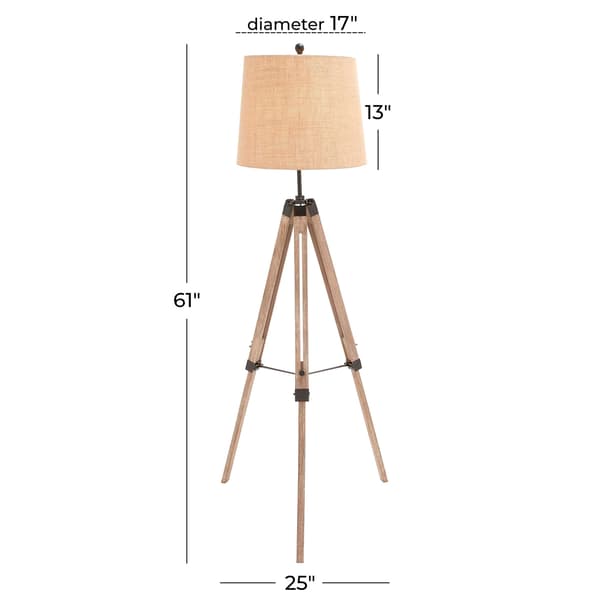 9th & Pike&#174; Brown Wood Tripod Industrial Floor Lamp