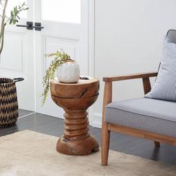 9th & Pike® Rustic Brown Teak Wood End Table