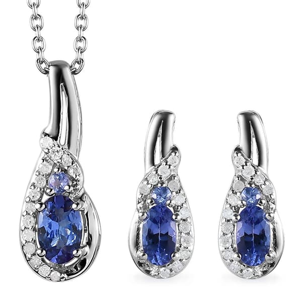Gemstone Classics&#40;tm&#41; Tanzanite Earrings and Pendant Jewelry Set