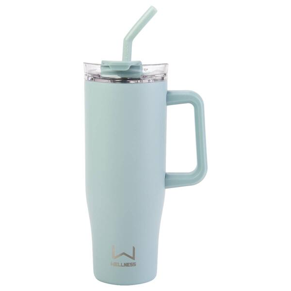 40oz. Double Wall Stainless Steel Tumbler w/ Handle - Light Blue - image 