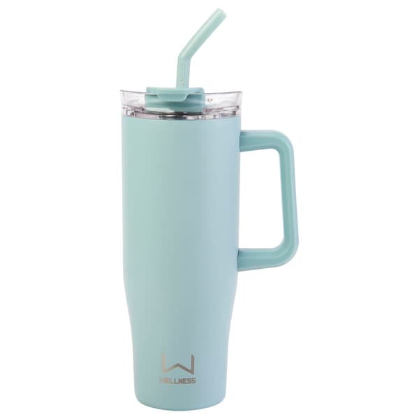 40oz. Double Wall Stainless Steel Tumbler w/ Handle - Light Blue - image 