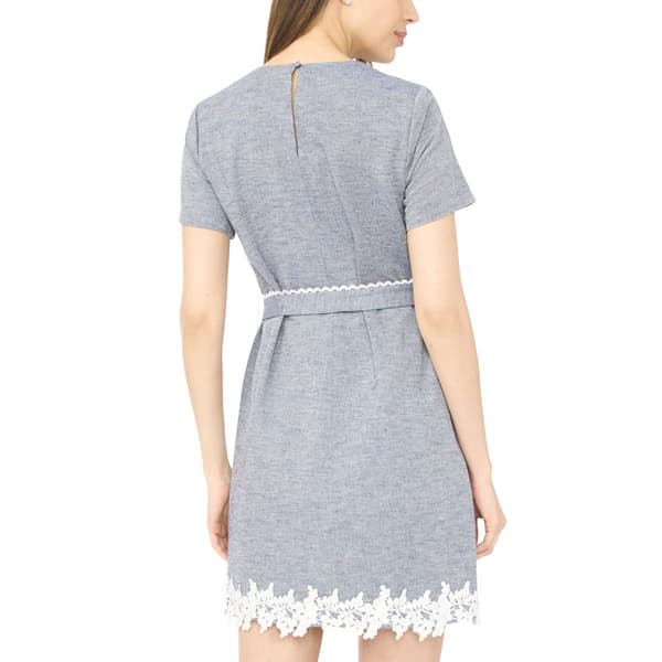 Womens Cece Short Sleeve Lace Hem Tie Waist Shift Dress